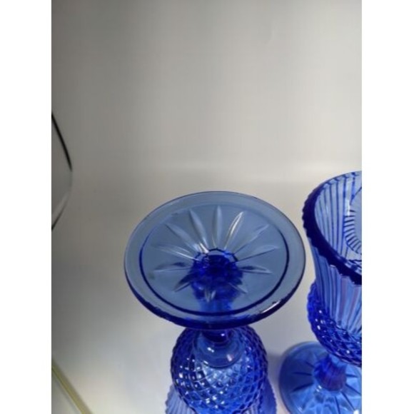 Set 2 Vintage FOSTORIA Avon George & Martha Washington Cobalt Blue Glass Goblets - Picture 9 of 10